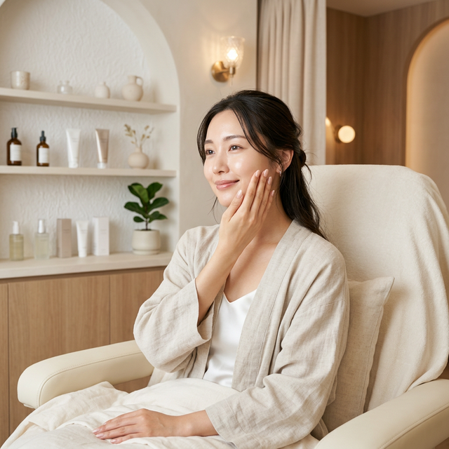 上質なエステサロンのリラックスした女性